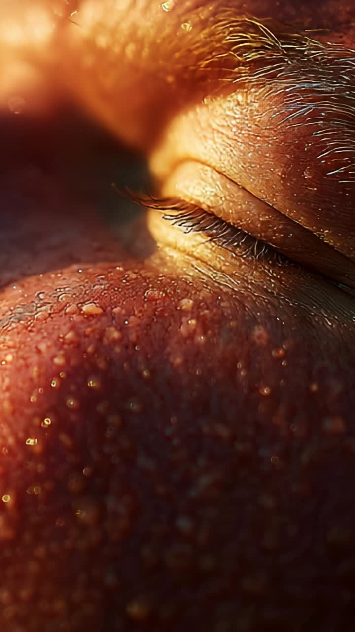 Close-up Exploration of Human Skin and Light Reflections: Detailed Focus on Moisture and Texture Captured in Soft Lighting for Aesthetic Appreciation