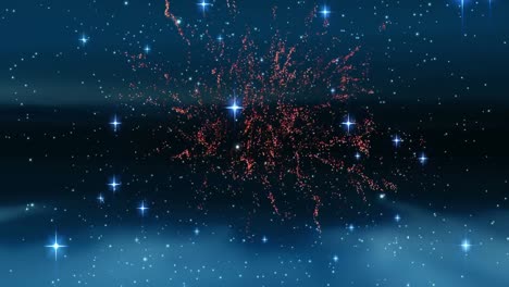 hermoso cielo nocturno lleno de estrellas y fuegos artificiales