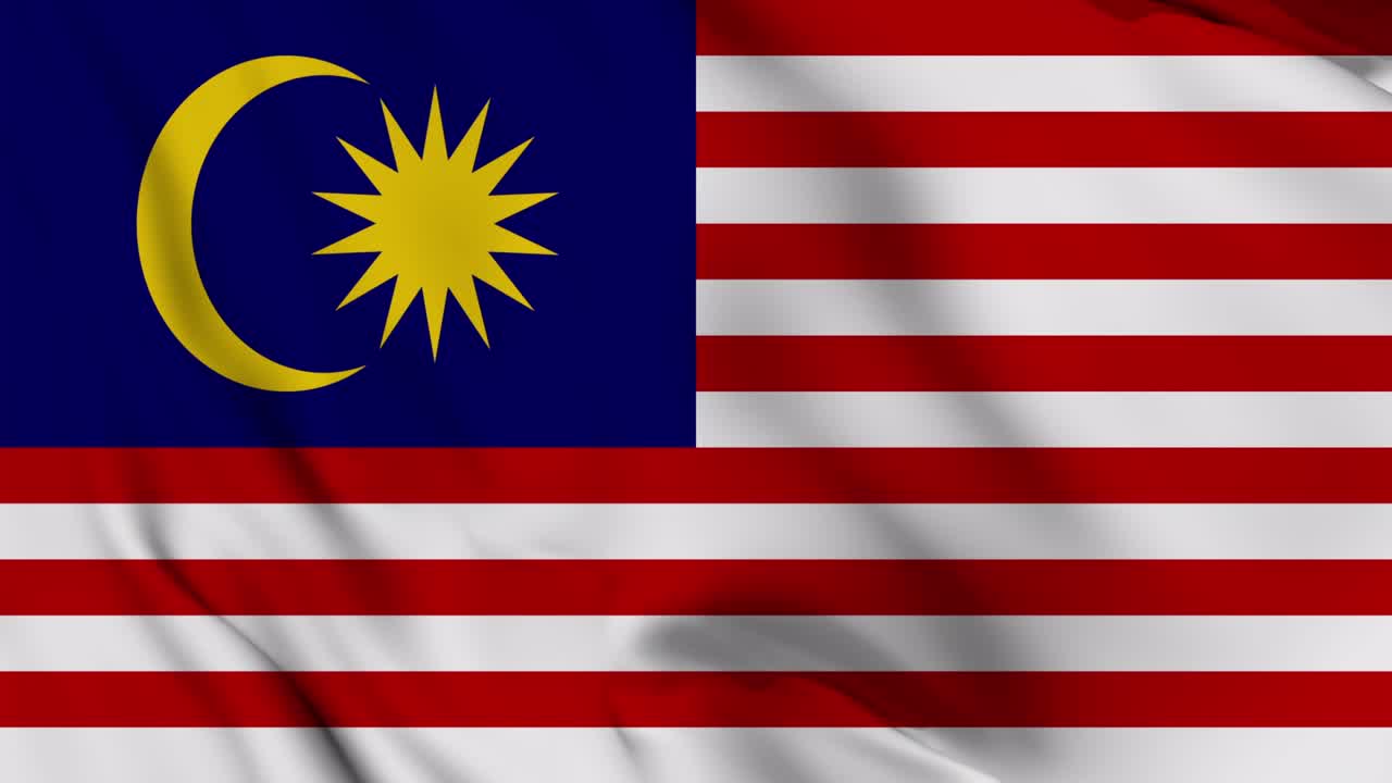 Animazione fluida della bandiera della Malesia che sventola