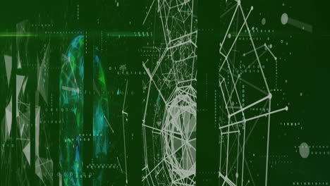animación del procesamiento de datos y formas sobre fondo negro