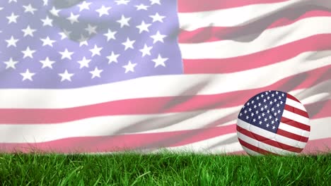 animation of flag of usa over soccer ball