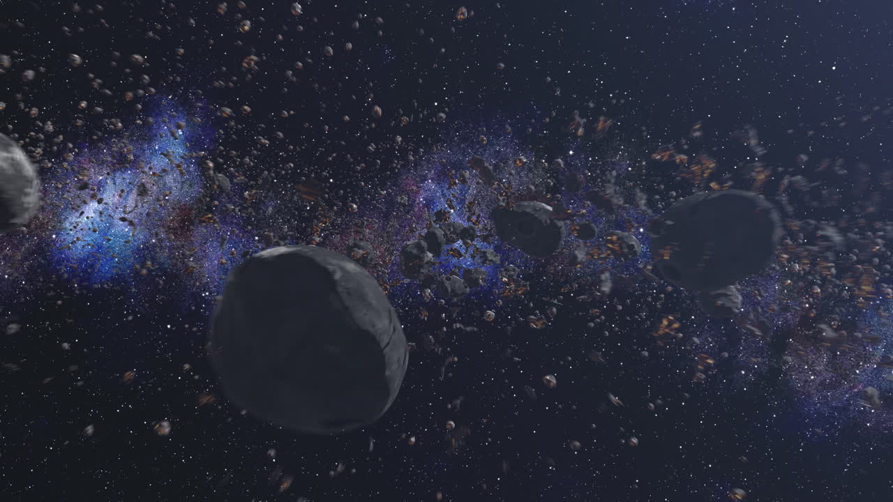 campo de asteroides en el espacio