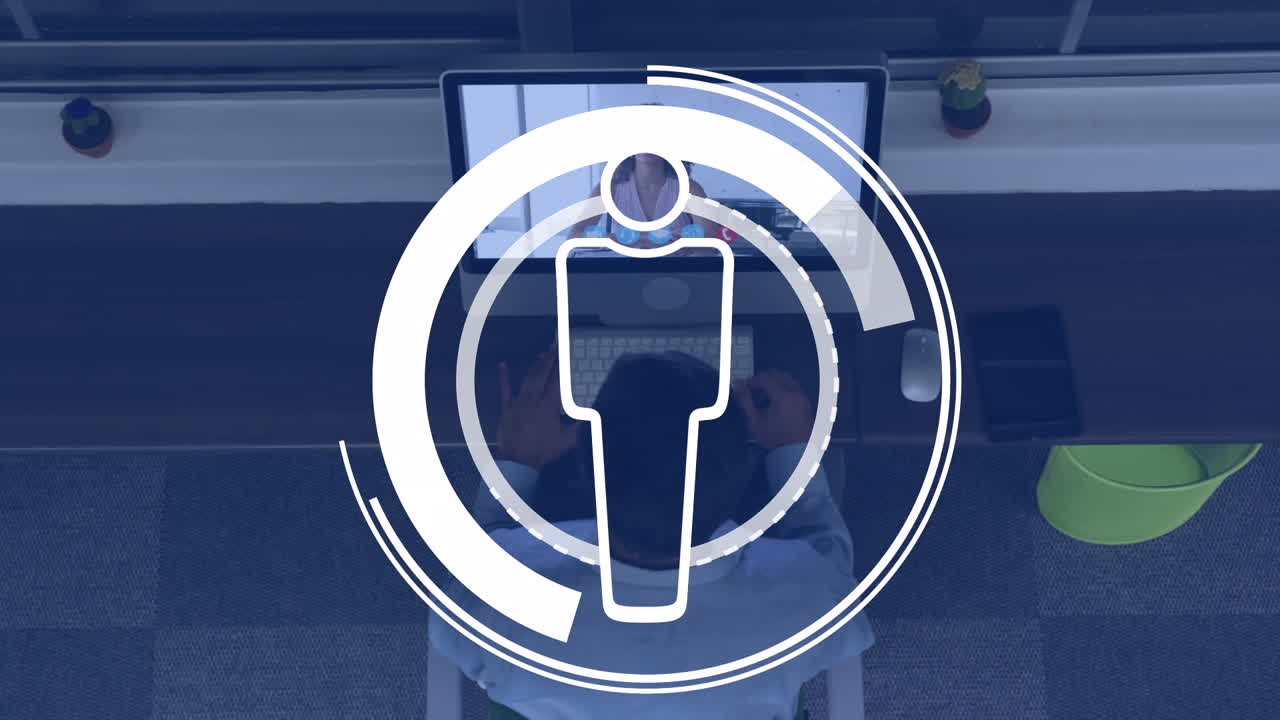 animación de escaneo de alcance sobre científico masculino en el laboratorio