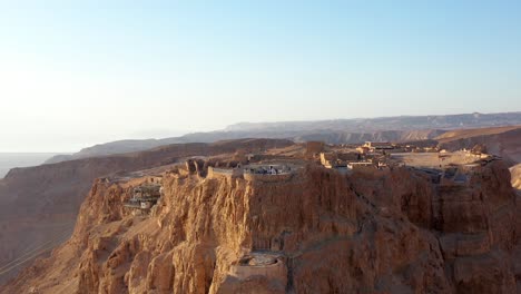 aerial view of masada fortress in the judean desert, israel