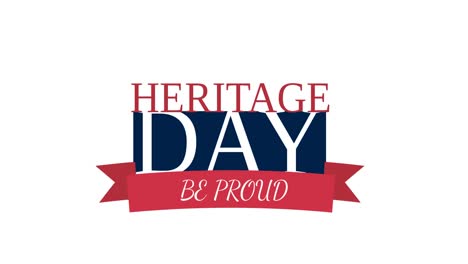 animation of heritage day be proud text on white background