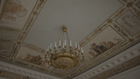 ornate palace ceiling with chandelier