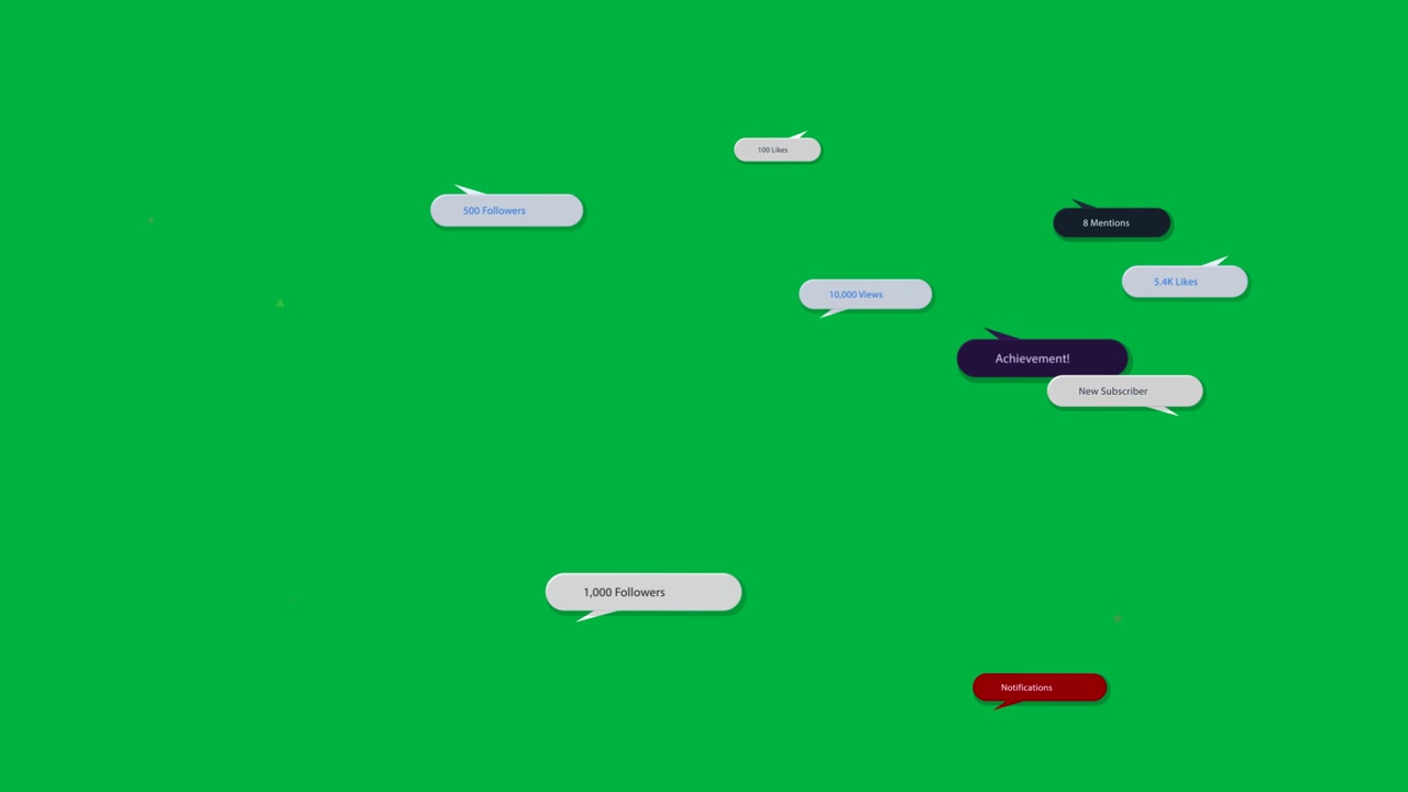 Una bolla che appare su sfondo trasparente, generando avvisi che scoppiano, si raggruppano e vanno alla deriva, mostrando interesse.