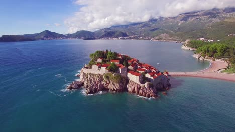 remarkable aerial shot over the beautiful sveti stefan island in montenegro 4