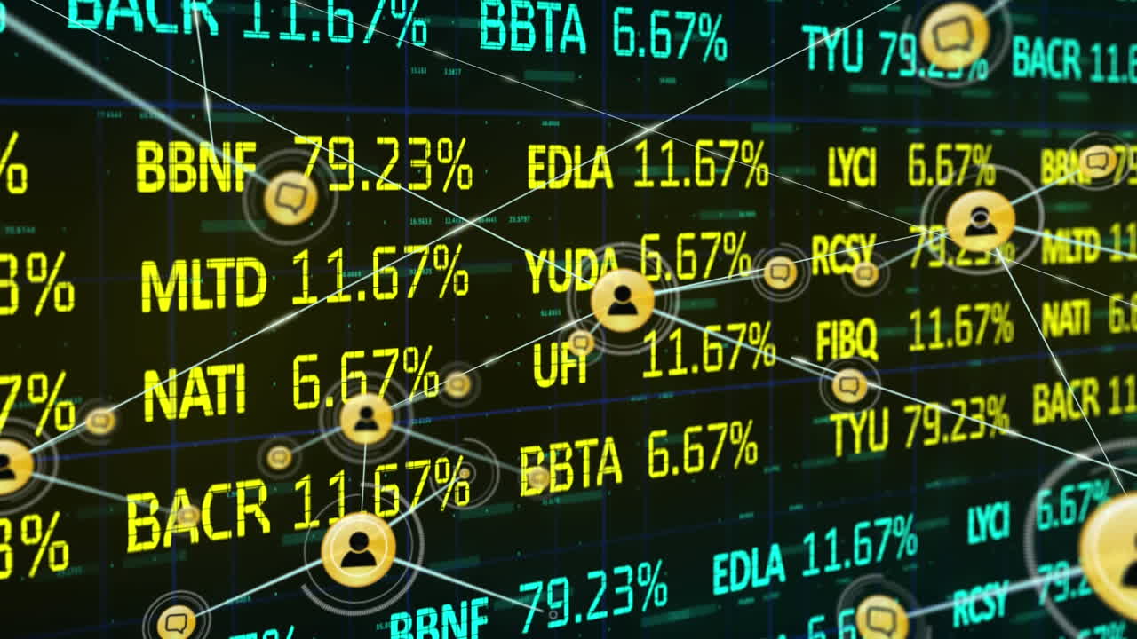 procesamiento de datos del mercado de valores contra una red de conexiones