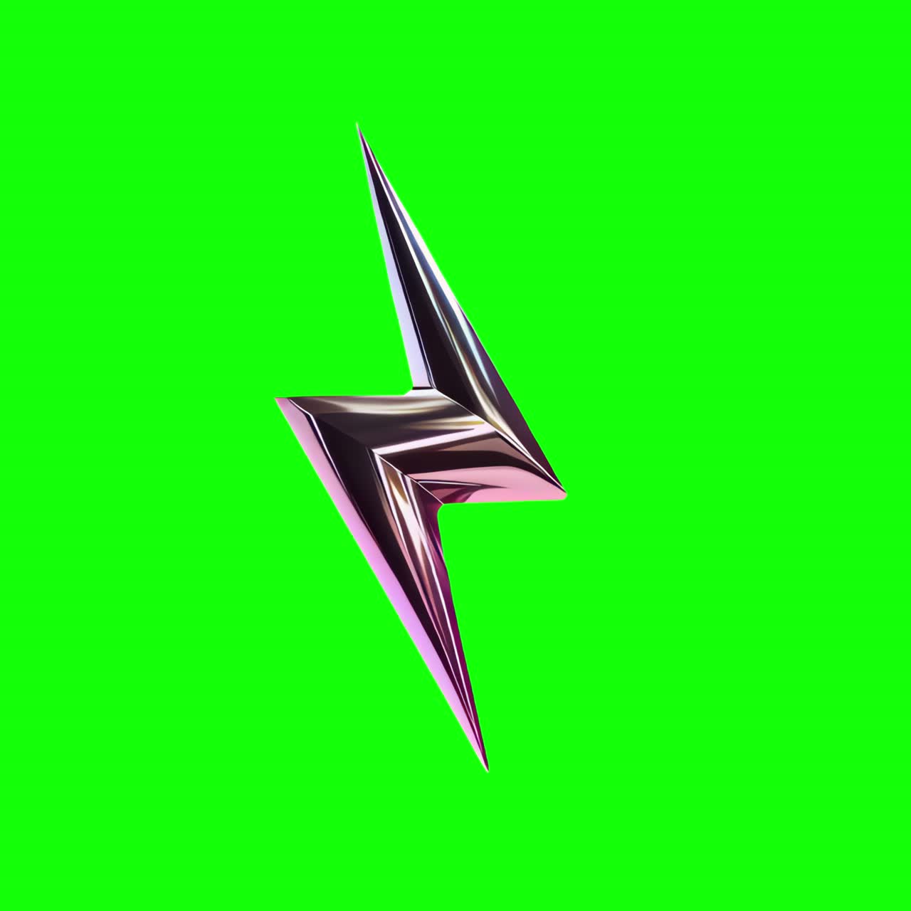 Silver lightning icon animation, transparent 4K video, green screen