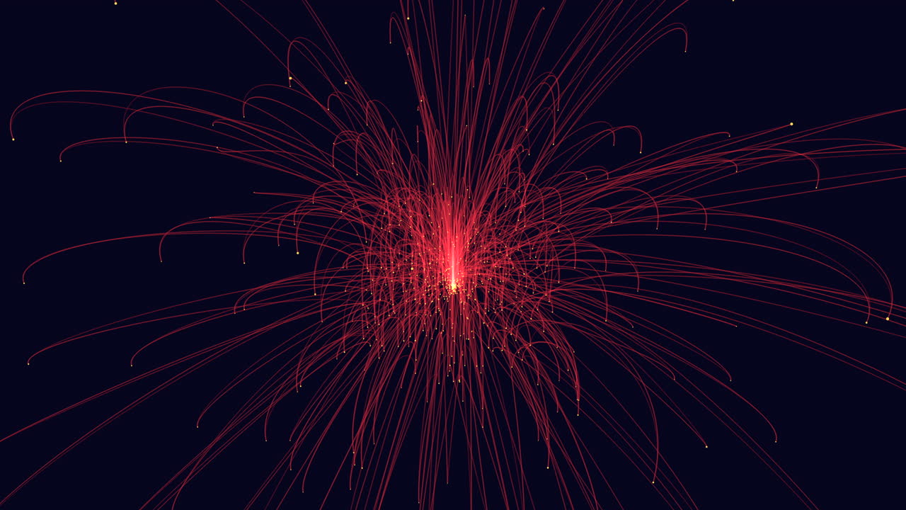 Motion red futuristic lines with colorful dots in dark space