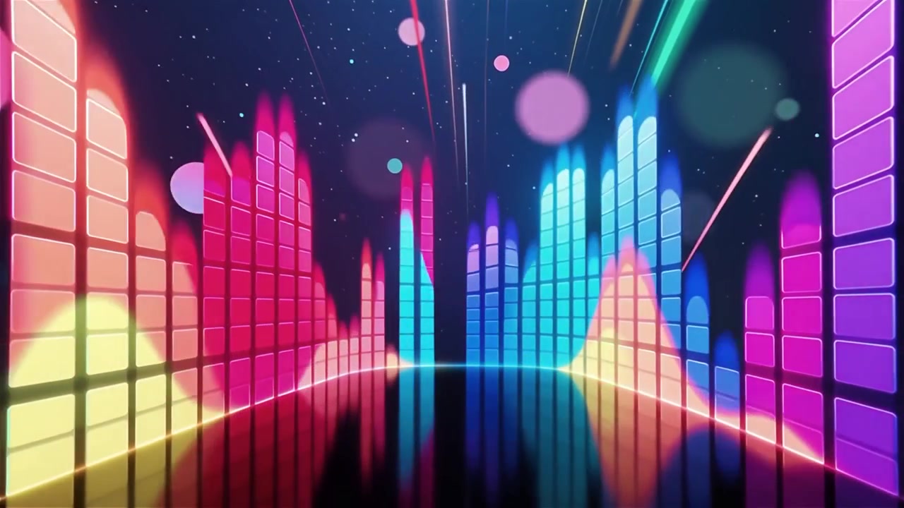 Futuristic Rainbow Neon Music Equalizer Visualizer Background