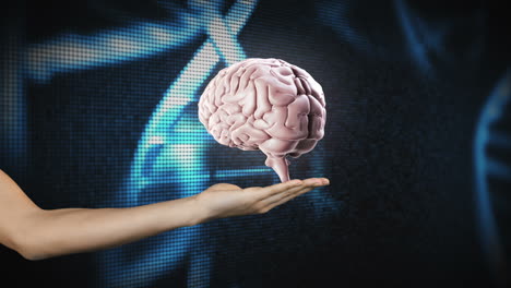 mano que presenta un cerebro giratorio