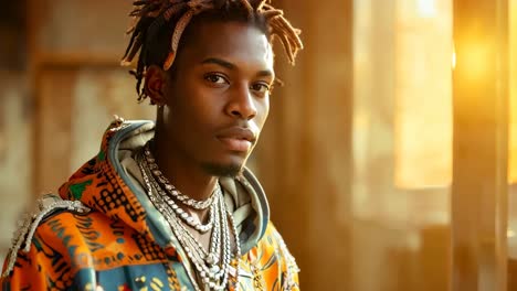 a young man with dreadlocks standing in an abandoned building