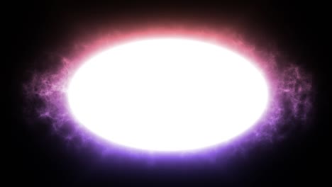 white round glowing banner with animated smoke around