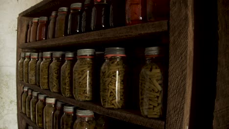 jarred vegetables in a root cellar