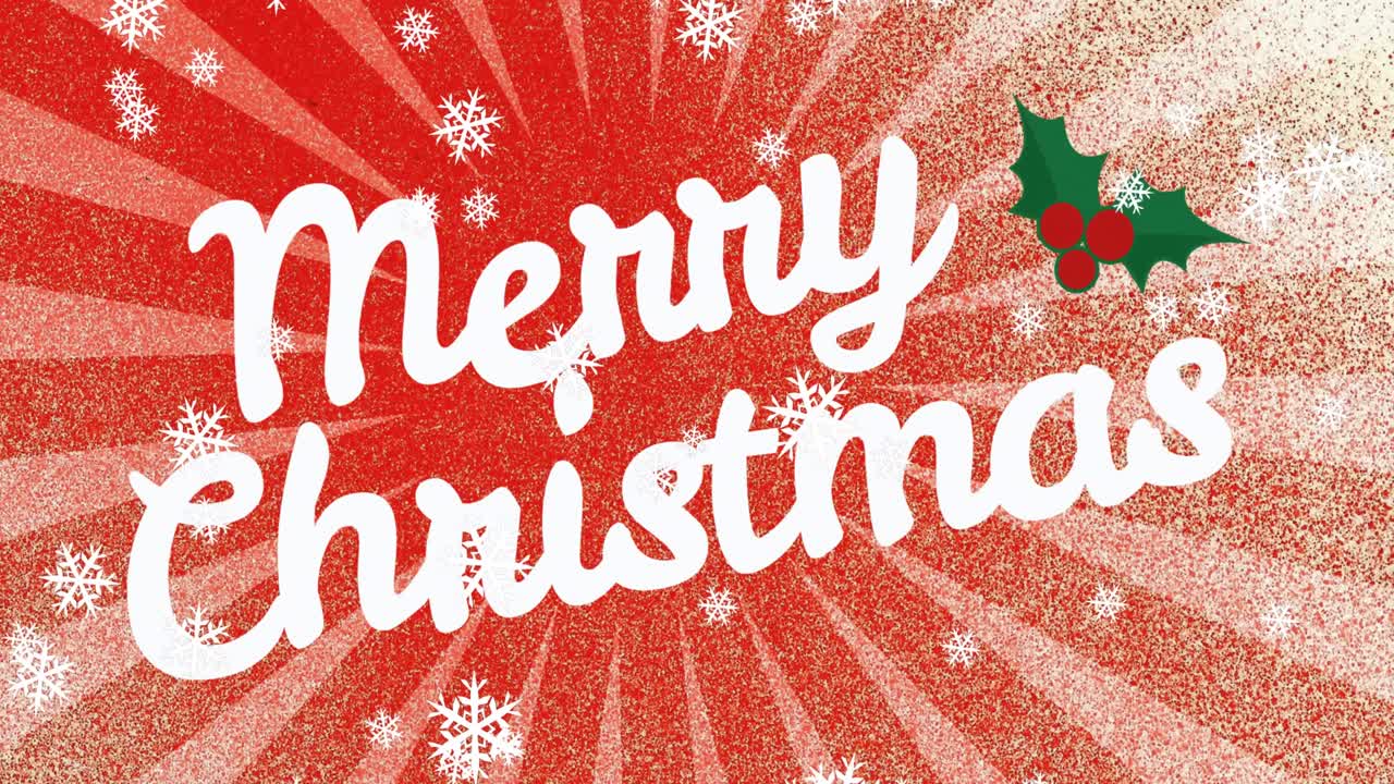 눈이 내리는 메리 크리스마스 텍스트의 애니메이션