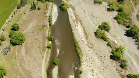river in summer with trees and grassy banks