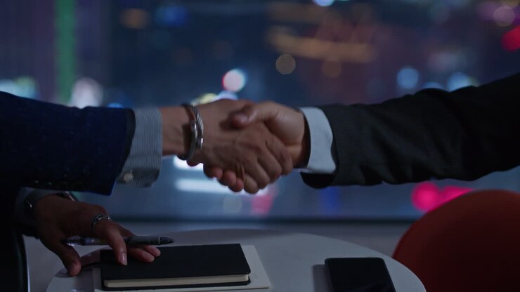 Business Handshake at Night