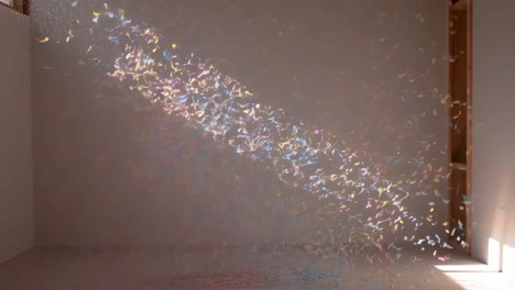 confetti in a sunlit room