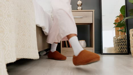 Comfort,-morning-routine-and-bedroom-slippers