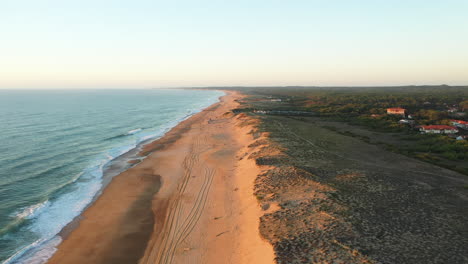 aerial drone shot of the coast of labenne in southfrance