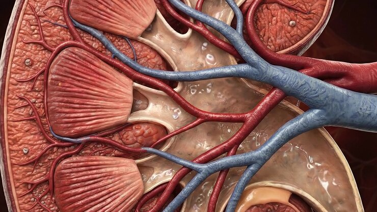 Detailed Human Kidney Model Cross Section Displaying Internal Renal Anatomy