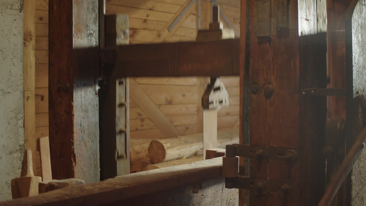 고대 목조 sawmill 기계