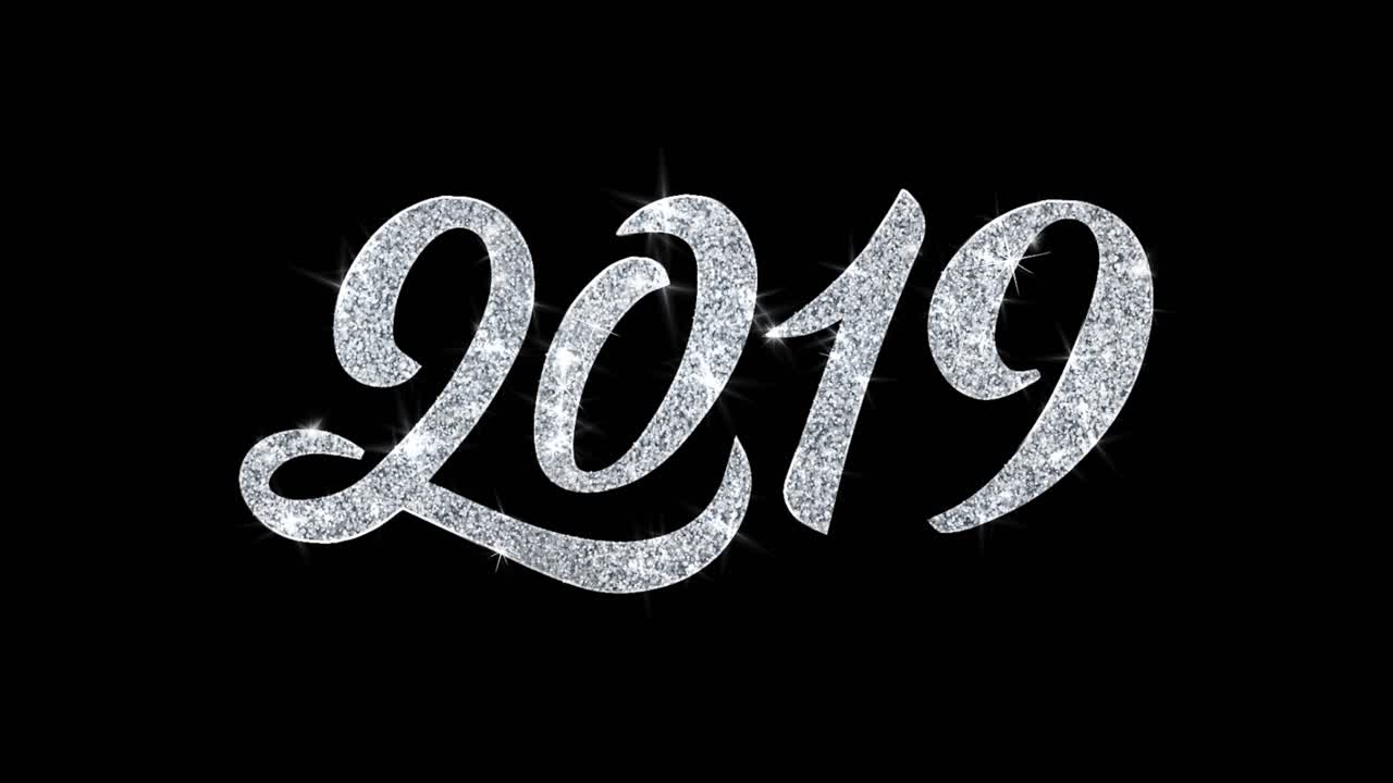 2019 Glitter Text on Black Background