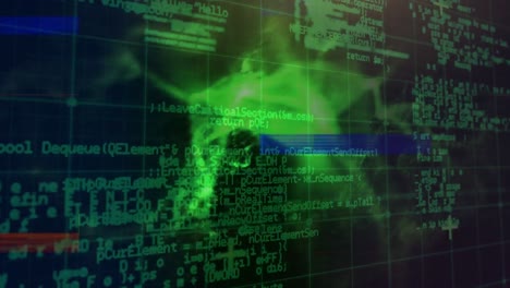 Animation of glitch and data processing on black background
