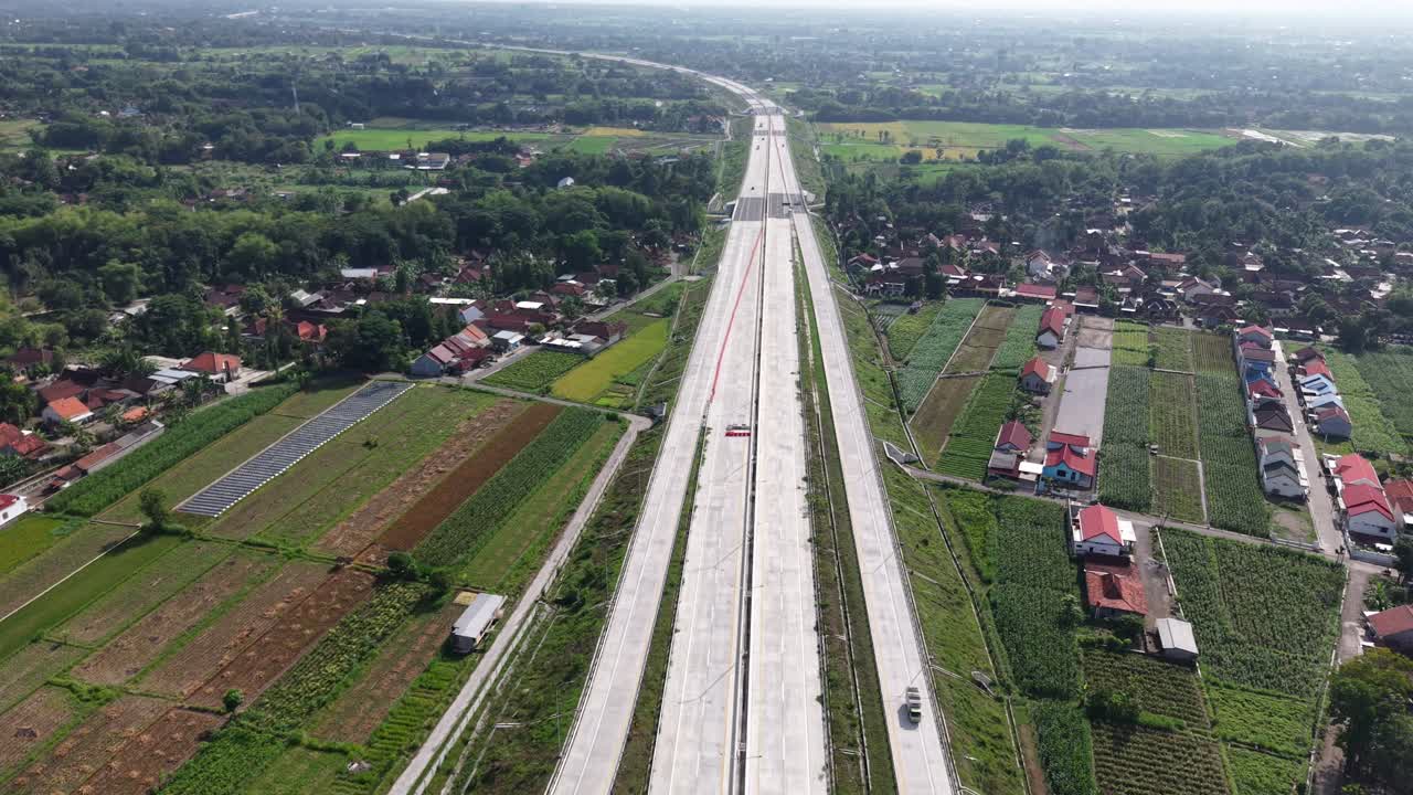 Aerial shot of the Jogja - Solo toll road, which is a new toll road