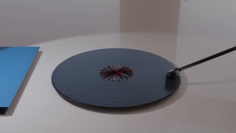 three dimensional rendering video of music disc with turntable, classical music concept