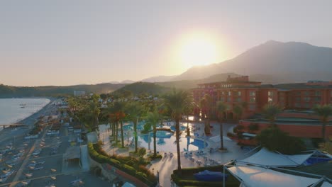 sunset at a mediterranean resort hotel