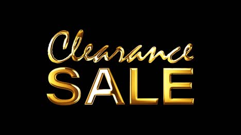 clearance sale golden text with light effect isolated with alpha channel quicktime prores 444. 4k 3d rendering animation seamless loop. christmas sale title 3d illustration for any festive promotion.