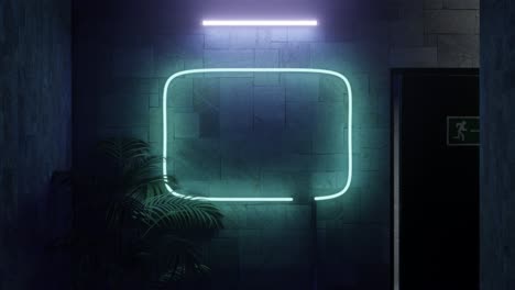 3d footage mockup horizontal neon frame with green leaf