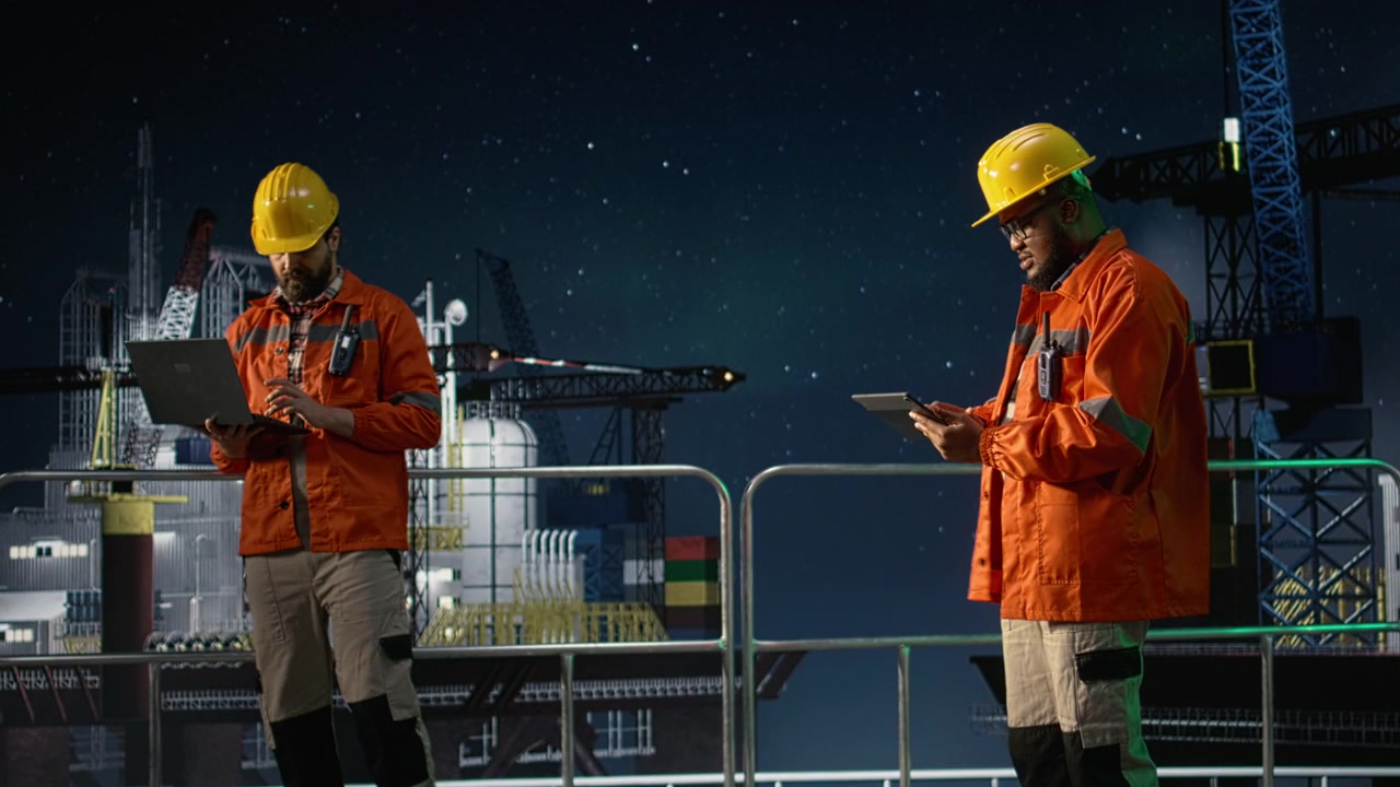Gennemgang af ressourcer, global oliekrise og mænd på offshore platform