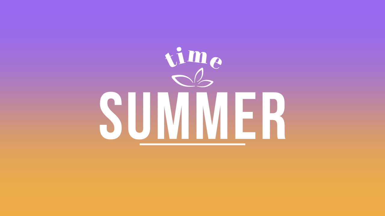 horario de verano con flor en degradado morado y amarillo