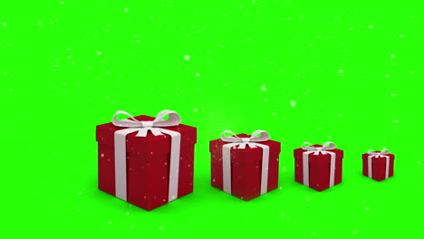 Regalos-De-Navidad-Rebotando-Sobre-Fondo-Verde