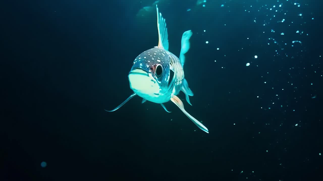 синяя и черная рыба плавает под водой