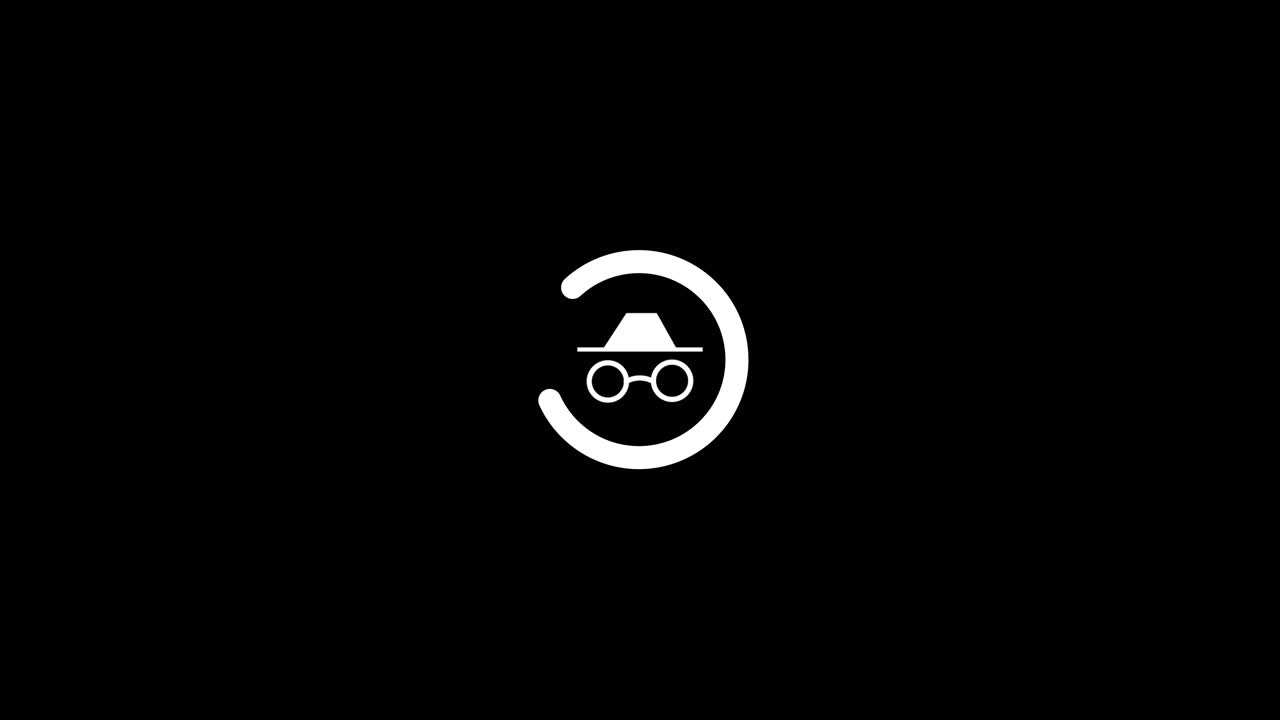 Icona animata del browser in incognito su sfondo nero