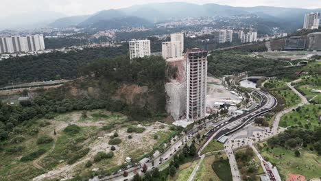 Parque-La-Mexicana-Desde-Drone,-Zona-De-Santa-Fe,-Ciudad-De-México