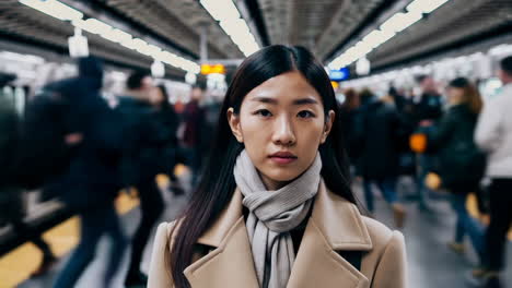 woman in subway station
