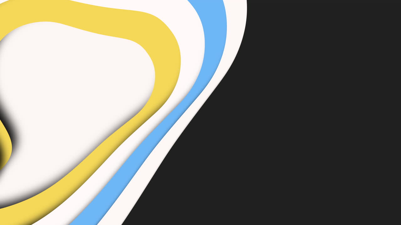 diseño geométrico dinámico girando formas amarillas y azules sobre fondo negro