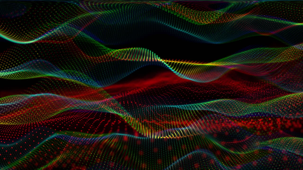 Animation of colourful shapes moving on black background
