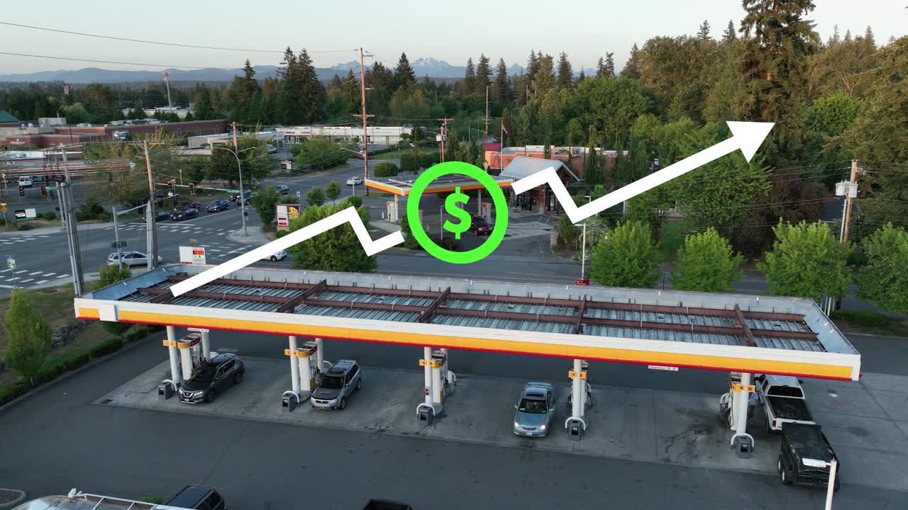 gráfico animado sobre una gasolinera que muestra cómo están aumentando los costos