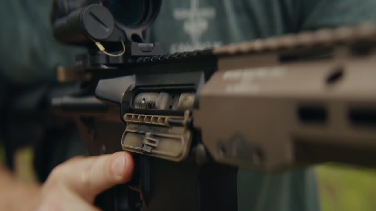 Close-up of a rifle