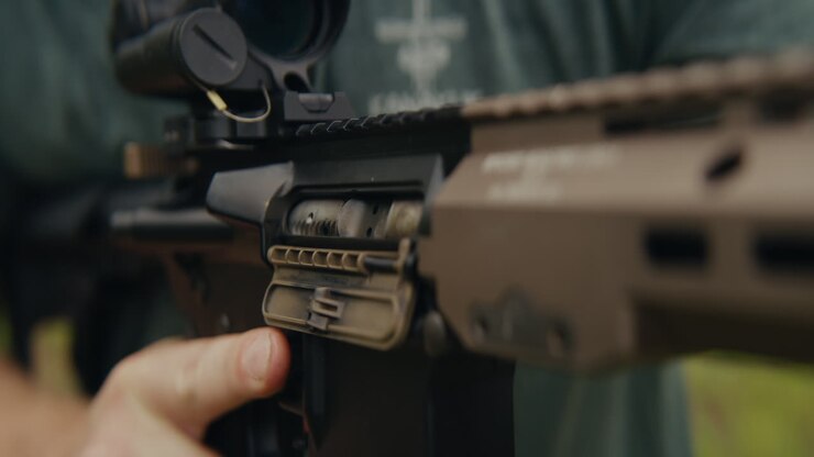 Close-up of a rifle