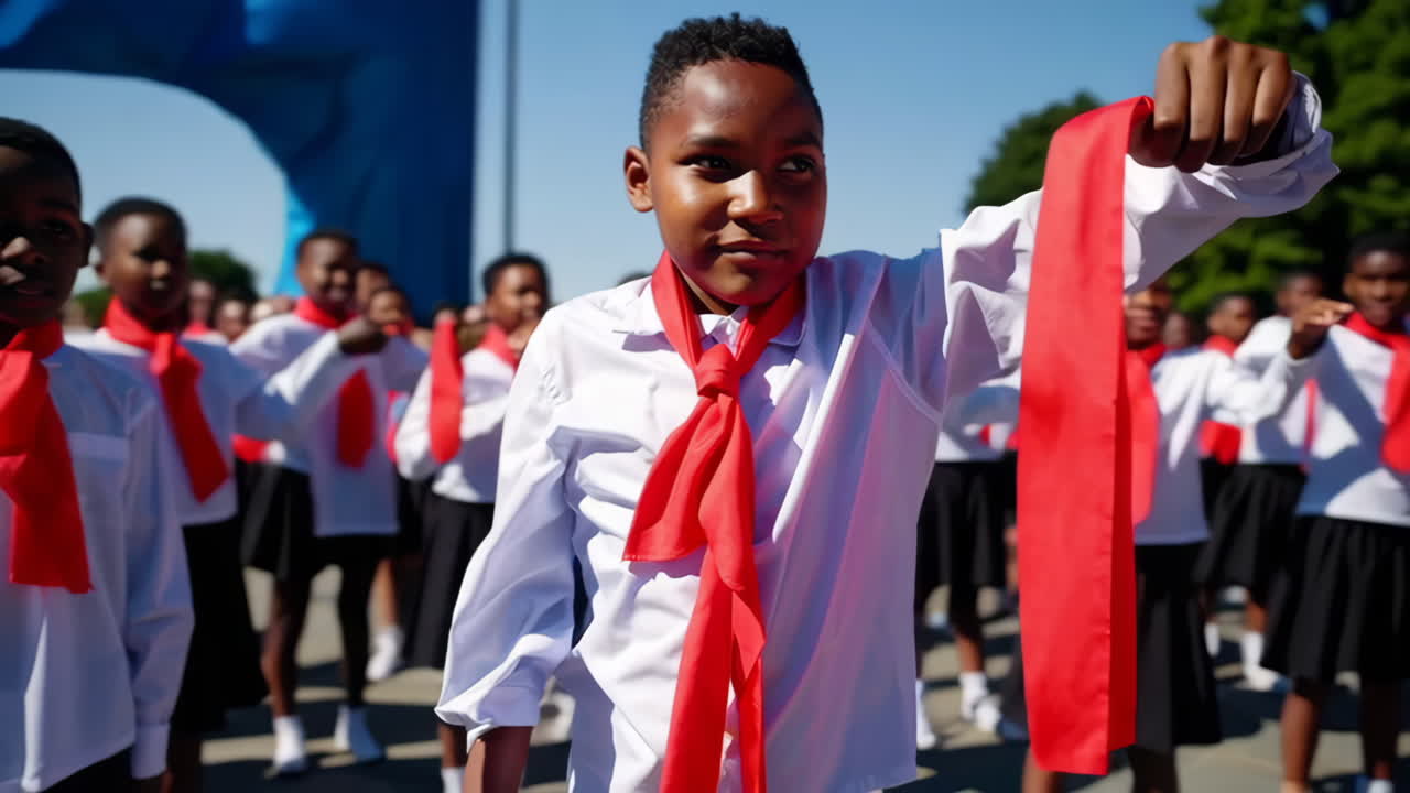 Children's Parade with Red Scarves