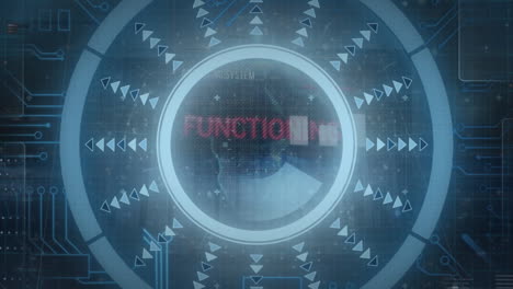 animación del escaneo de alcance, globo sobre el procesamiento de datos