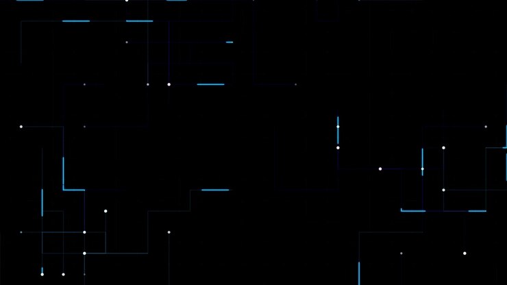 Abstract Digital Network Lines and Nodes Moving on Black Background